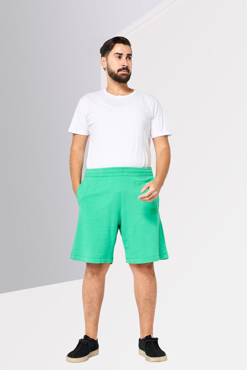 Replay Men Regular Fit Brand Logo Basic Shorts, Green - Image 4