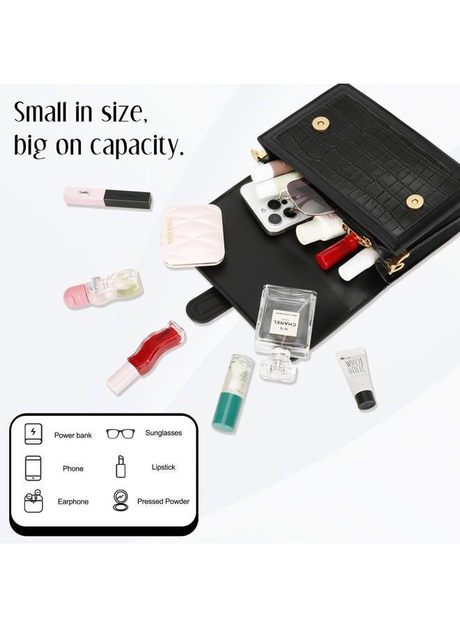 kkxiu Crossbody Bags for Women - Top Handle Purses for Lady, Leather Handbags Shoulder Clutch with Adjustable Shoulder Strap, C-black - Image 4