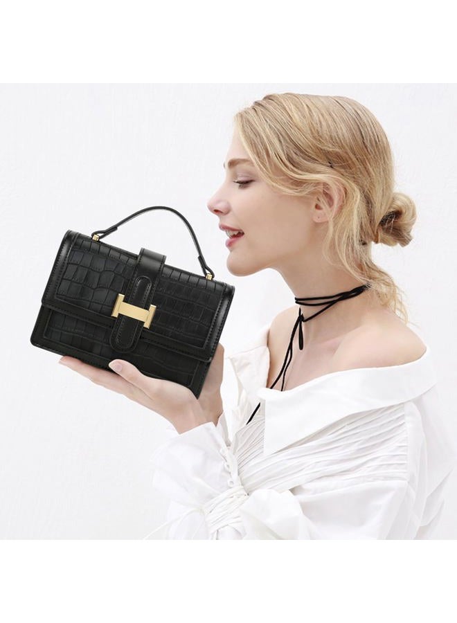 kkxiu Crossbody Bags for Women - Top Handle Purses for Lady, Leather Handbags Shoulder Clutch with Adjustable Shoulder Strap, C-black - Image 3
