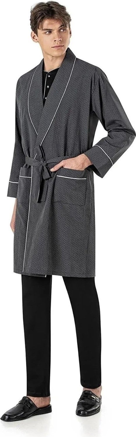 pierre cardin 5560 Men's Dowry Five-Piece Frock Pajama Set-Black  - Image 1
