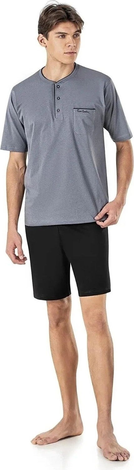 pierre cardin 5560 Men's Dowry Five-Piece Frock Pajama Set-Black  - Image 3