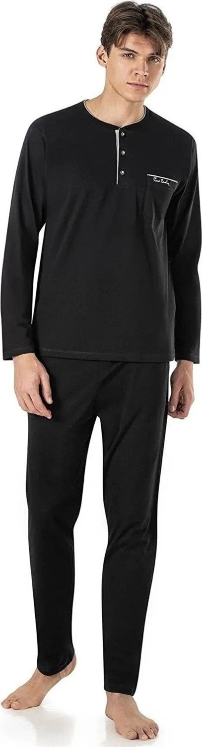 pierre cardin 5560 Men's Dowry Five-Piece Frock Pajama Set-Black  - Image 2