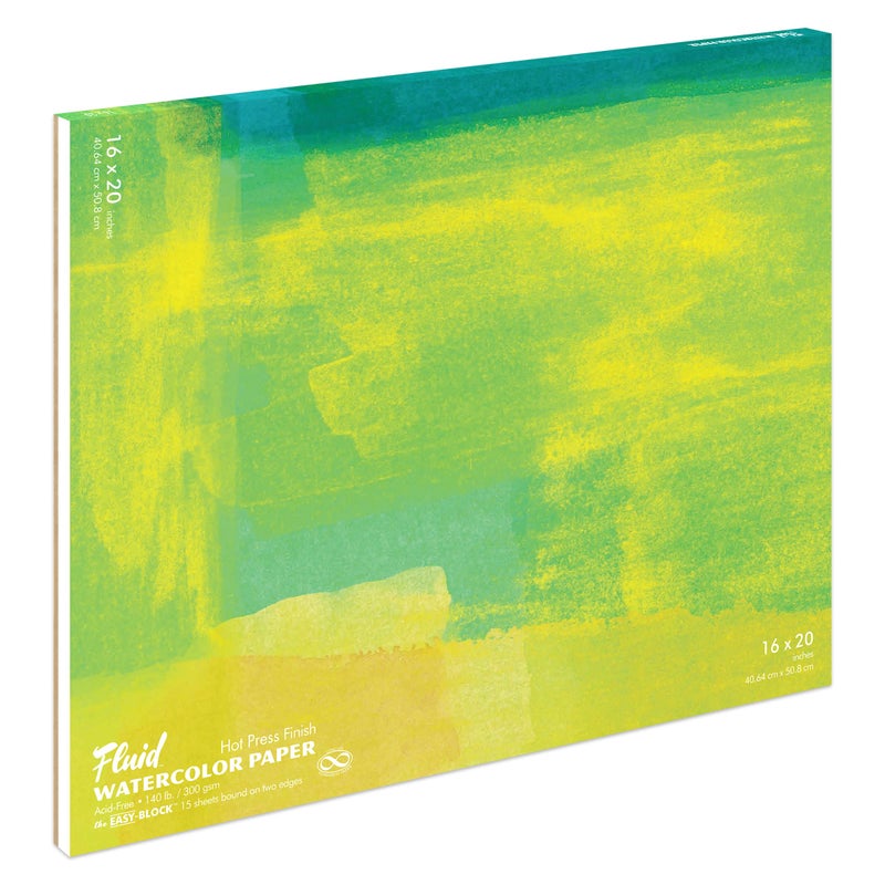 كتلة ورق مائي سائل 16 × 20 بوصة 15 ورقة 140 رطل 300 جرام لكل متر مربع لوح ضغط ساخن للرسم والفنون المائية