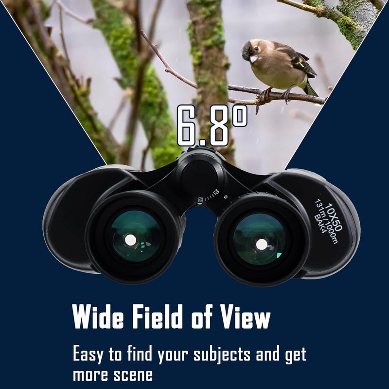 Feelon مناظير لمسافات طويلة، مناظير 10x50 Ultra HD للبالغين عالية القوة مع رؤية واضحة عدسة BAK4 Prism عدسة FMC تركيز سهل مدى بعيد محمولة (ضمان 6 أشهر) - Image 5