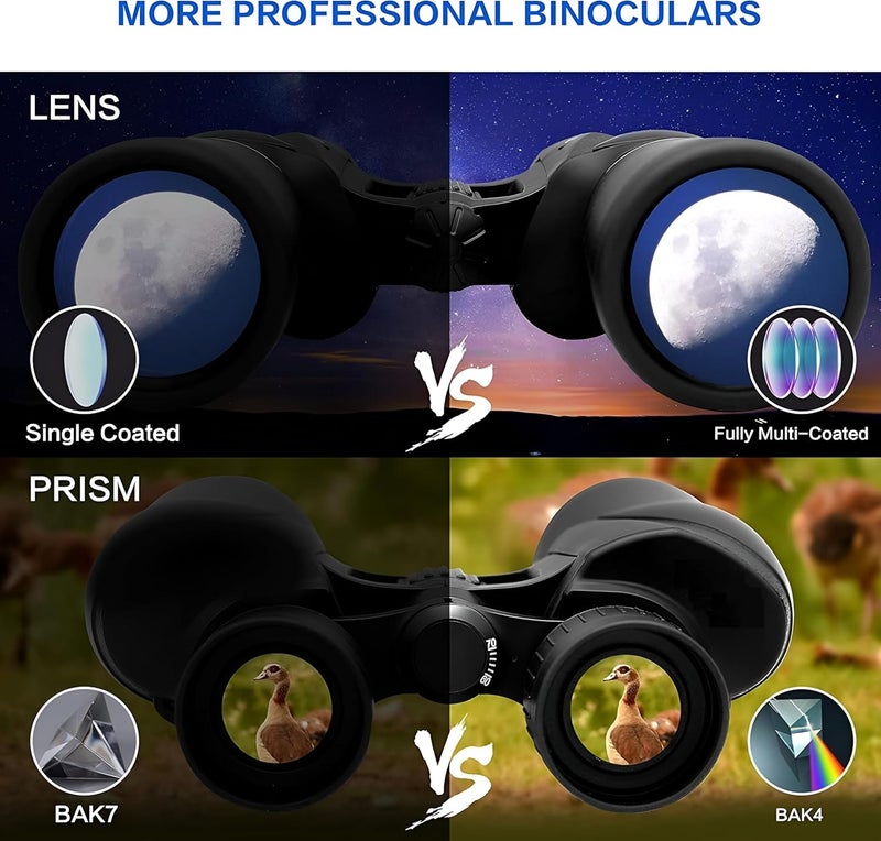 Feelon مناظير لمسافات طويلة، مناظير 10x50 Ultra HD للبالغين عالية القوة مع رؤية واضحة عدسة BAK4 Prism عدسة FMC تركيز سهل مدى بعيد محمولة (ضمان 6 أشهر) - Image 3