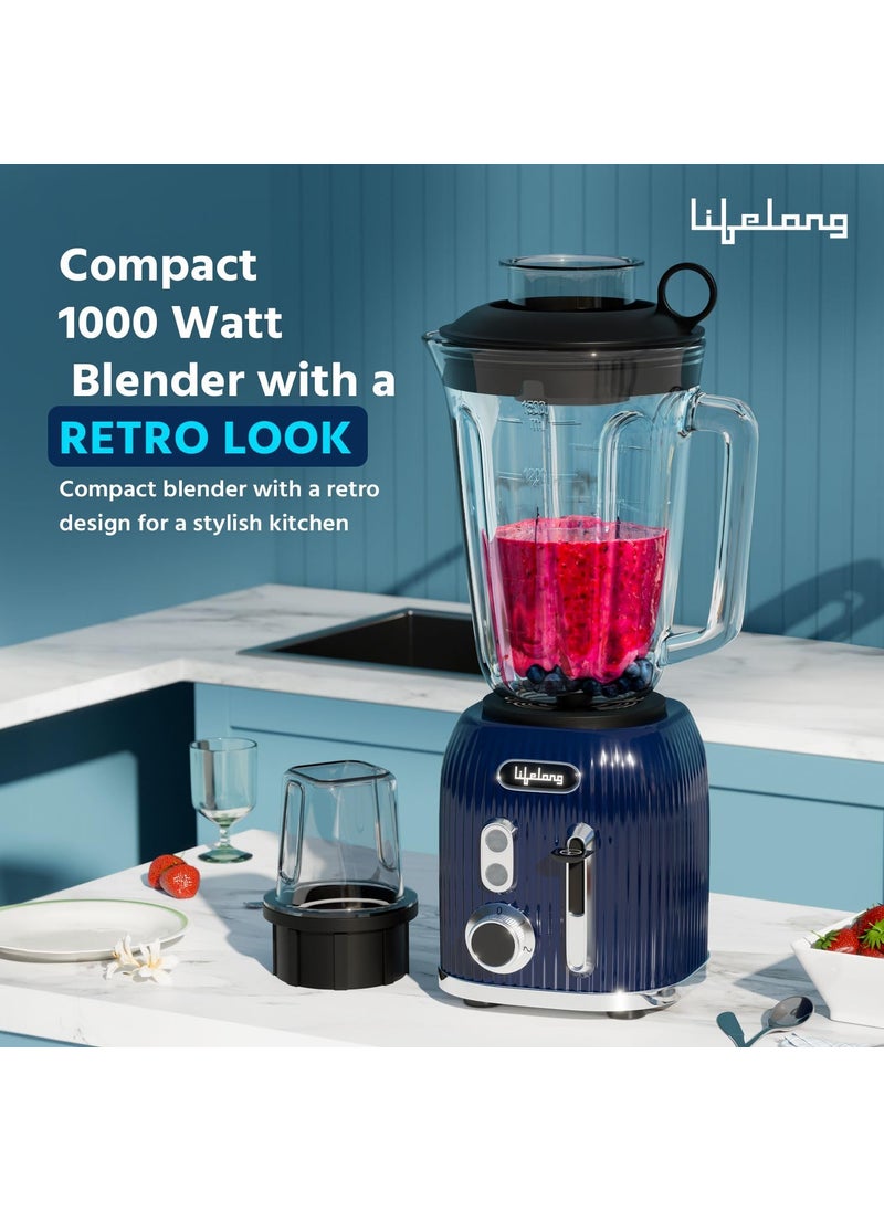 Lifelong - Lifelong Power Blender for Smoothies and Juices 100% Copper Motor- 1000 Watt with 1.5L Glass Jar Mixer Grinder, Fruits & Vegatable, Electric Nutri Blender for Kitchen with 6 Leaf Stainless Steel Blade - Image 1