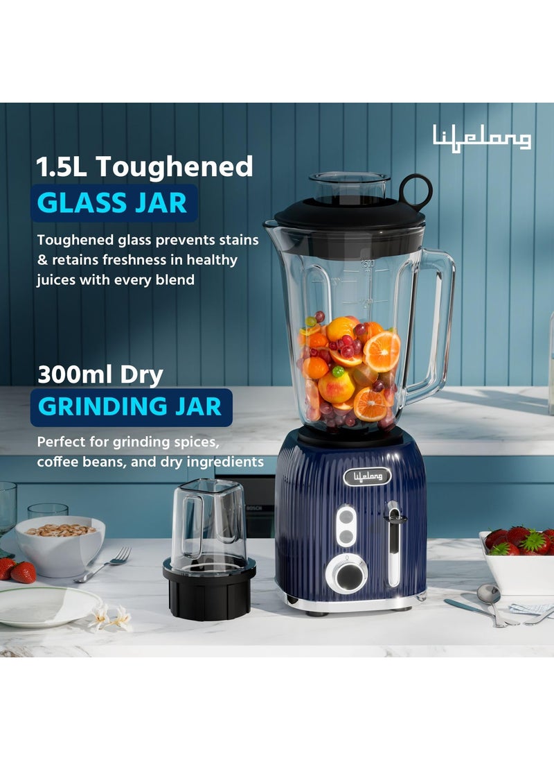 Lifelong - Lifelong Power Blender for Smoothies and Juices 100% Copper Motor- 1000 Watt with 1.5L Glass Jar Mixer Grinder, Fruits & Vegatable, Electric Nutri Blender for Kitchen with 6 Leaf Stainless Steel Blade - Image 1