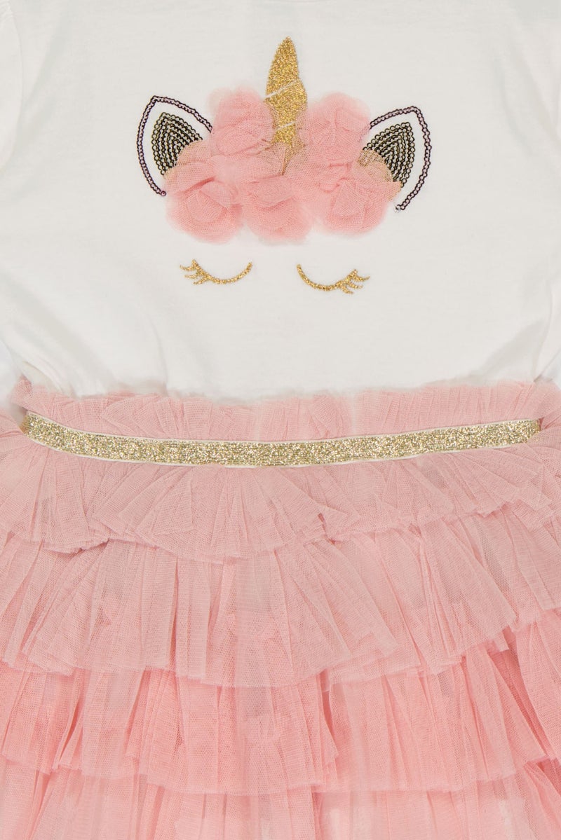 MISS Toddlers Girl Textured Tutu Dress, Multicolor - Image 2