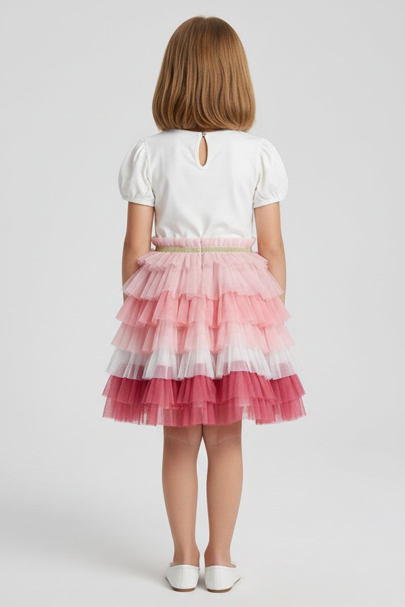 MISS Toddlers Girl Textured Tutu Dress, Multicolor - Image 3