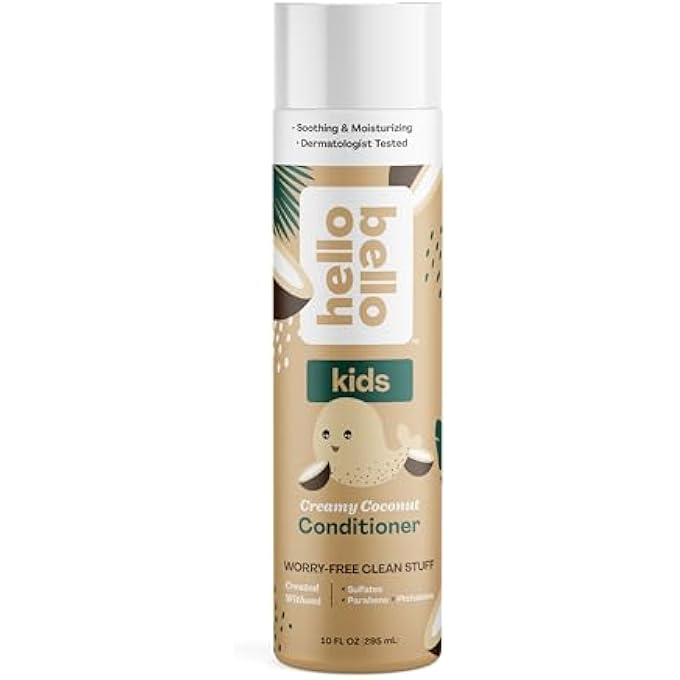 Hello Bello KID'S CONDITIONER - HYPOALLERGENIC, PH-BALANCED & DERMATOLOGIST-TESTED - THOUGHTFUL INGREDIENTS - COCONUT, 10 FL OZ (1 PACK) - Image 1