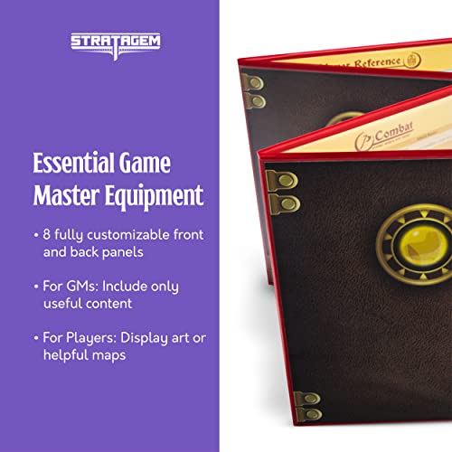Stratagem The Master's Tome 4-Panel Customizable GM Screen with Free Inserts – Dry Erase, Dungeon & Game Master Accessory for Tabletop RPG Campaigns (Brown) - Image 2