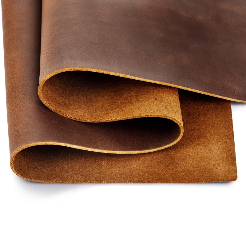 Genuine Leather Tooling Sheets 1820MM Thick Full Grain Oil Tan Crazy Horse Cowhide Leather Sheets for Crafts Tooling Sewing Wallet Earring Hobby Brown 8x12