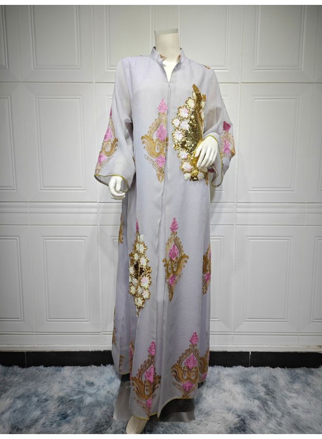 ABO Women's Muslim Evening Dress Beaded Embroidered Dress Women - Image 1
