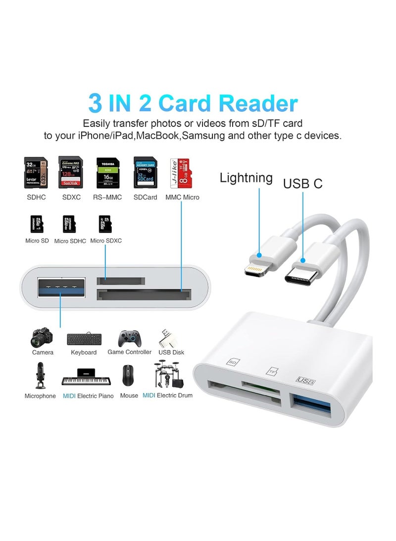 Rocketek SD Card Reader for iPhone/iPad Lightning  USB C Connector to SD/TF Adapter Memory Micro SDXC Micro SDHC SDXC SDHC SD Cards USB Disk iPhone/iPad/MacBook/Samsung - Image 2