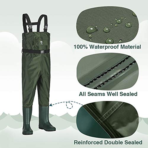 TIDEWE Chest Waders for Kids, Waterproof Youth Waders with Boot Hanger, Lightweight PVC Kids Chest Waders with Boot for Fishing & Hunting (Size 10/11 Big Kid) - Image 3