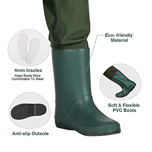 TIDEWE Chest Waders for Kids, Waterproof Youth Waders with Boot Hanger, Lightweight PVC Kids Chest Waders with Boot for Fishing & Hunting (Size 10/11 Big Kid) - Image 4