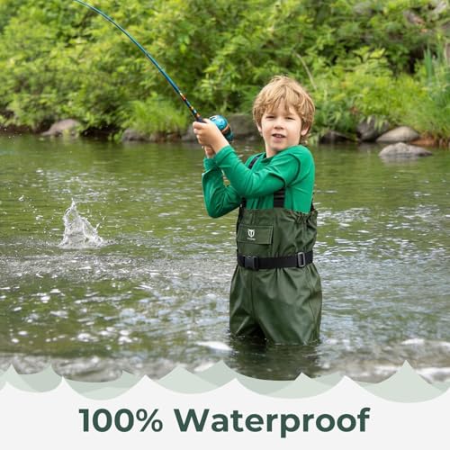 TIDEWE Chest Waders for Kids, Waterproof Youth Waders with Boot Hanger, Lightweight PVC Kids Chest Waders with Boot for Fishing & Hunting (Size 10/11 Big Kid) - Image 2
