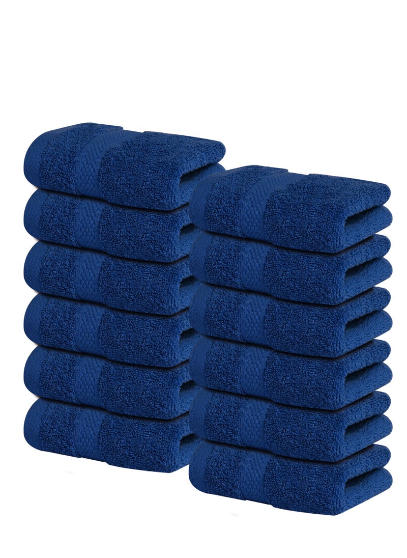 Infinitee Xclusives Infinitee Xclusives [12 Pack] Premium Blue Wash Cloths and Face Towels, 13 x 13 Inches (33 x 33cm) 100% Cotton, Soft and Absorbent Washcloths Set - Perfect for Bathroom, Gym, and Spa  - Image 1