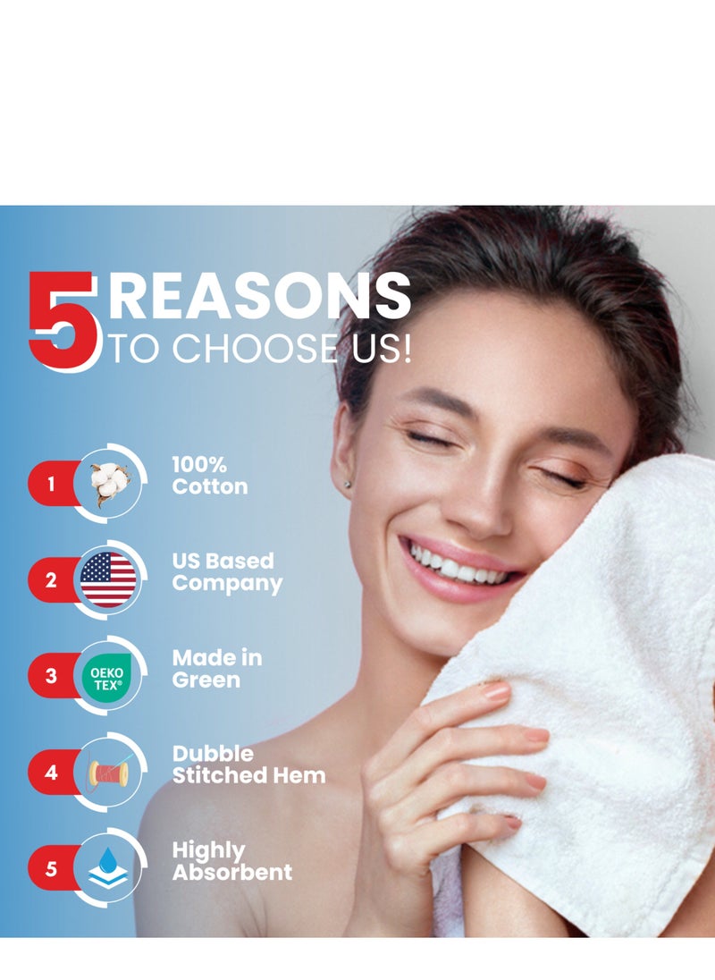 Infinitee Xclusives Infinitee Xclusives [12 Pack] Premium Blue Wash Cloths and Face Towels, 13 x 13 Inches (33 x 33cm) 100% Cotton, Soft and Absorbent Washcloths Set - Perfect for Bathroom, Gym, and Spa  - Image 2