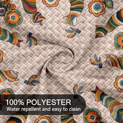 Arroganttiom Round Tablecloth 60 inch, Boho Nation Round Table Cloth, Stain Resistance Water Repellent Wrinkle-Free, Vintage Cat Circle Tablecloth for Home Kitchen Dining Party Patio Indoor Outdoor - Image 4