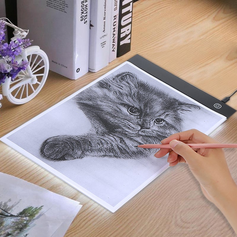 لوحة ضوء فني LED مقاس A4 لرسم وتتبع للمراهقين وفنانين + حامل لوحة رسم أسود واحد - Image 2