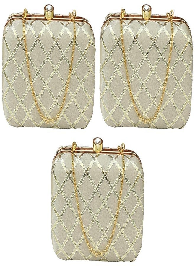 حقيبة يد نسائية من دوقة، مزينة بتطريز غوتا باتي الذهبي (عبوة من 3 قطع)