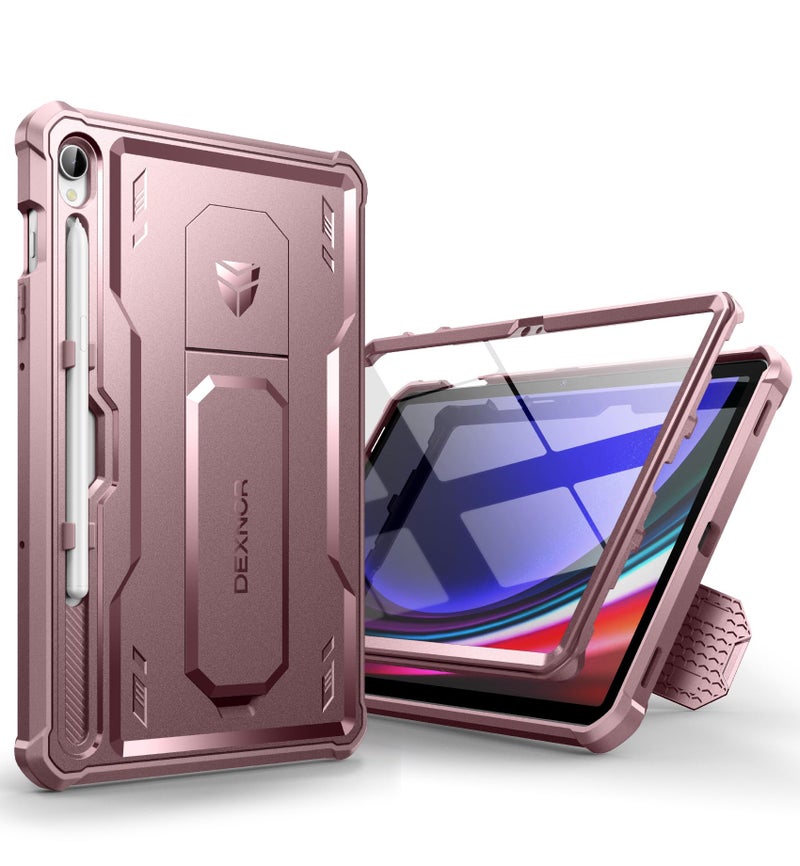 Dexnor Case for Samsung Galaxy Tab S9 11 Inch 2023 Built in Screen Protector Kickstand with Pen Holder Heavy Duty Shockproof Full Body Protective Cover for Galaxy Tab S9 CasePink