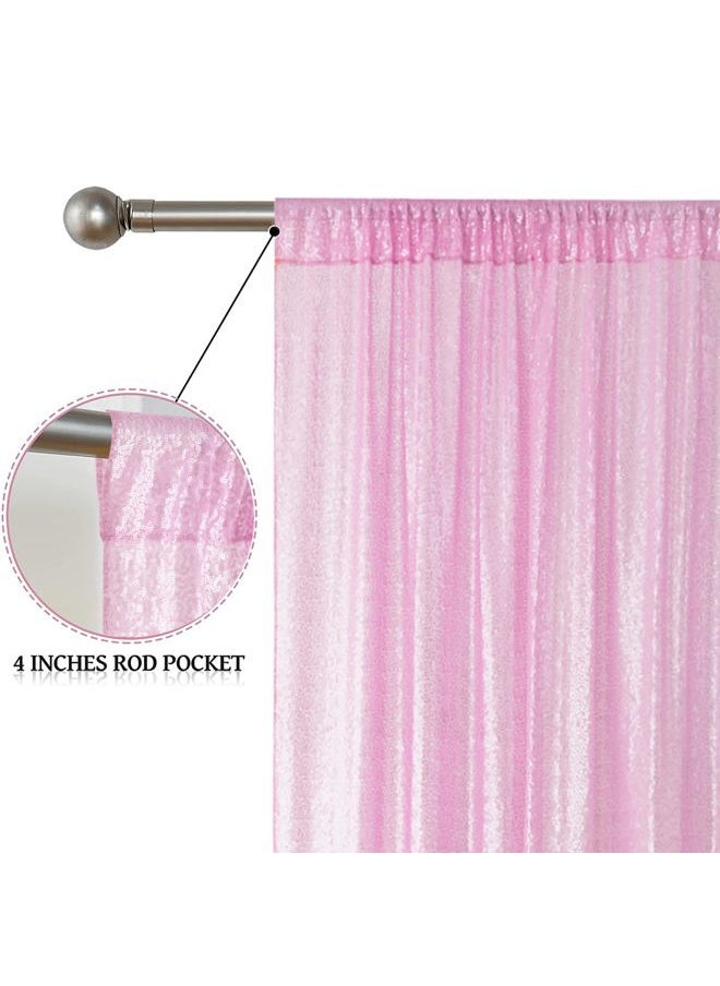 Sugargirl - Matte Pink Sequin Backdrop Curtain 4 Panels 2FTx8FT Glitter Pink Background Drapes Sparkle Photography Backdrop for Party Wedding Birthday Wall Decoration - Image 1