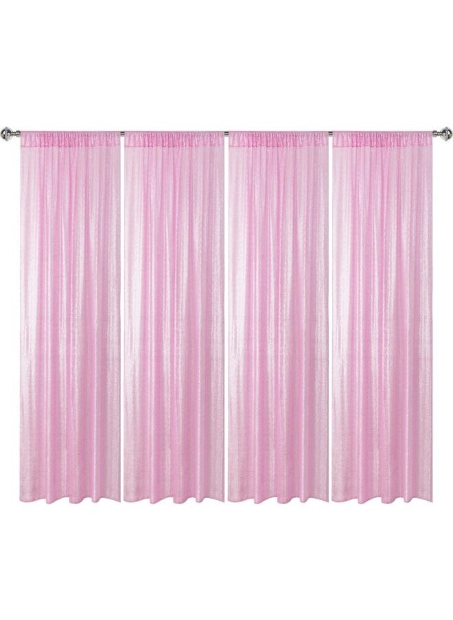 Sugargirl - Matte Pink Sequin Backdrop Curtain 4 Panels 2FTx8FT Glitter Pink Background Drapes Sparkle Photography Backdrop for Party Wedding Birthday Wall Decoration - Image 1