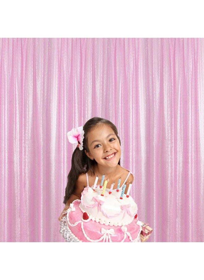 Sugargirl - Matte Pink Sequin Backdrop Curtain 4 Panels 2FTx8FT Glitter Pink Background Drapes Sparkle Photography Backdrop for Party Wedding Birthday Wall Decoration - Image 1