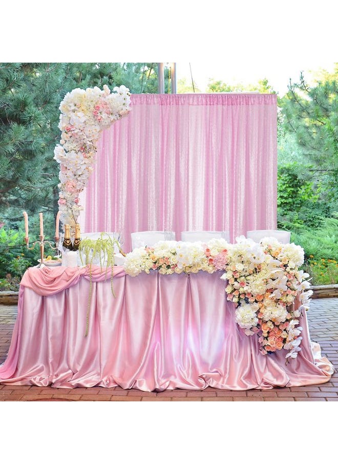Sugargirl - Matte Pink Sequin Backdrop Curtain 4 Panels 2FTx8FT Glitter Pink Background Drapes Sparkle Photography Backdrop for Party Wedding Birthday Wall Decoration - Image 1
