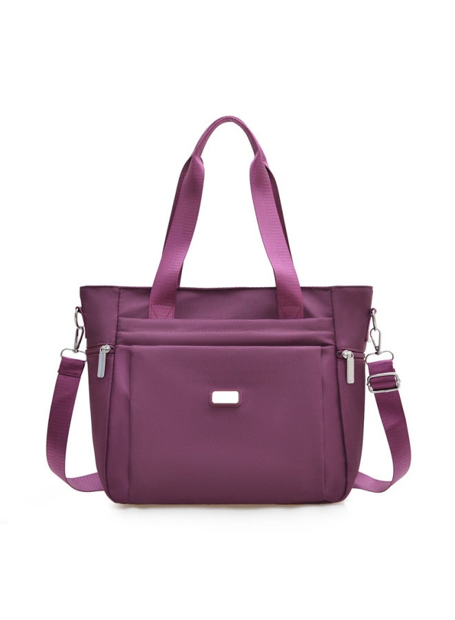 Large Capacity Women's Tote Bag Waterproof OxFord Cloth Work Commuter Multifunctional Lightweight Handbag Crossbody Bag Women-Color:Purple  - Image 1