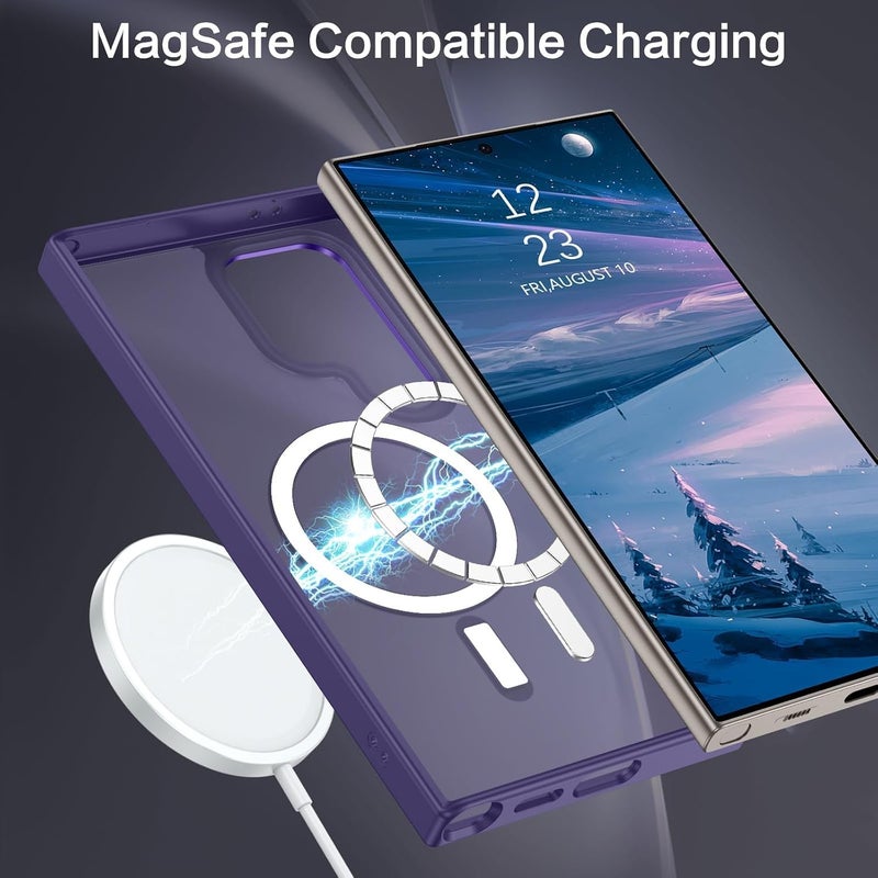 غلاف إليغو لسامسونج S24 بلس، متوافق مع MagSafe، غطاء خلفي شفاف غير لامع مقاوم للصدمات مع مغناطيس قوي، غلاف هاتف رقيق نحيف مع حماية كاملة لجهاز Galaxy S24 + 5G (أسود) - Image 2