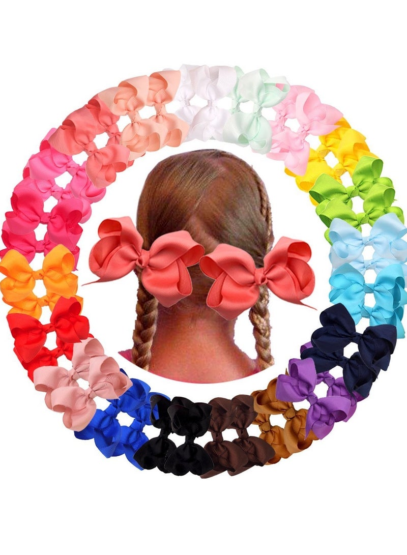 CELLOT CÉLLOT 40 PCS 4.5 Inch Hair Bows for Girls Grosgrain Ribbon Boutique Hair Bow Alligator Clips Hair Accessories for Baby Girls Toddlers Kids in Pairs - Image 2