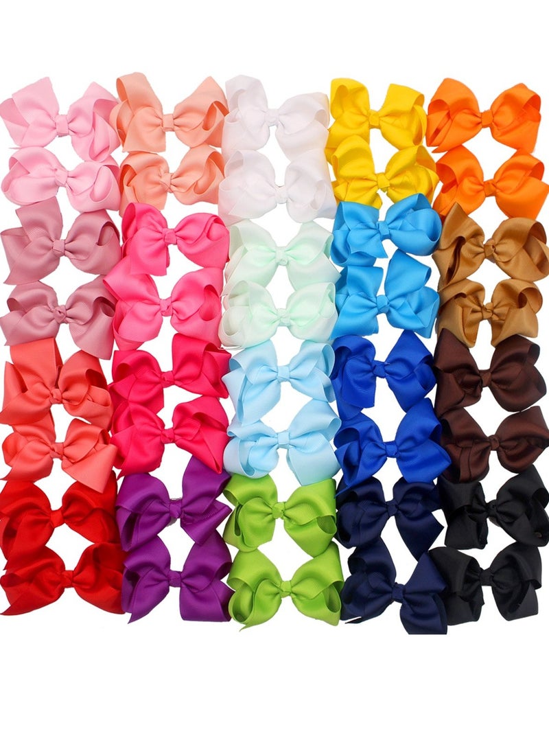 CELLOT CÉLLOT 40 PCS 4.5 Inch Hair Bows for Girls Grosgrain Ribbon Boutique Hair Bow Alligator Clips Hair Accessories for Baby Girls Toddlers Kids in Pairs - Image 1