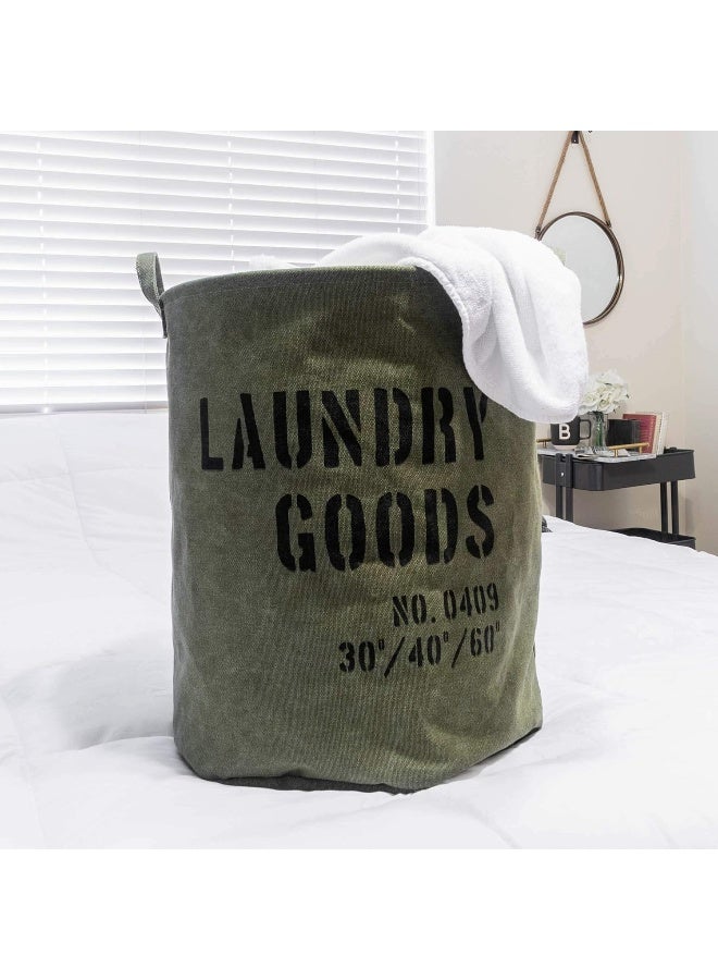 Danya B Danya B . Military Laundry Basket, Foldable Canvas Clothes Hamper and Storage Bin  - Image 4