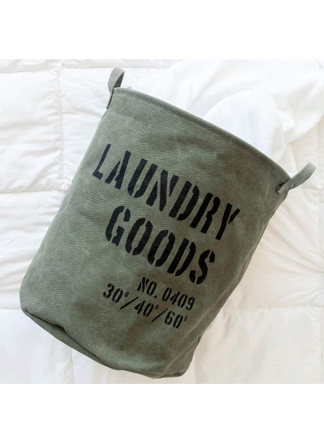 Danya B Danya B . Military Laundry Basket, Foldable Canvas Clothes Hamper and Storage Bin  - Image 5