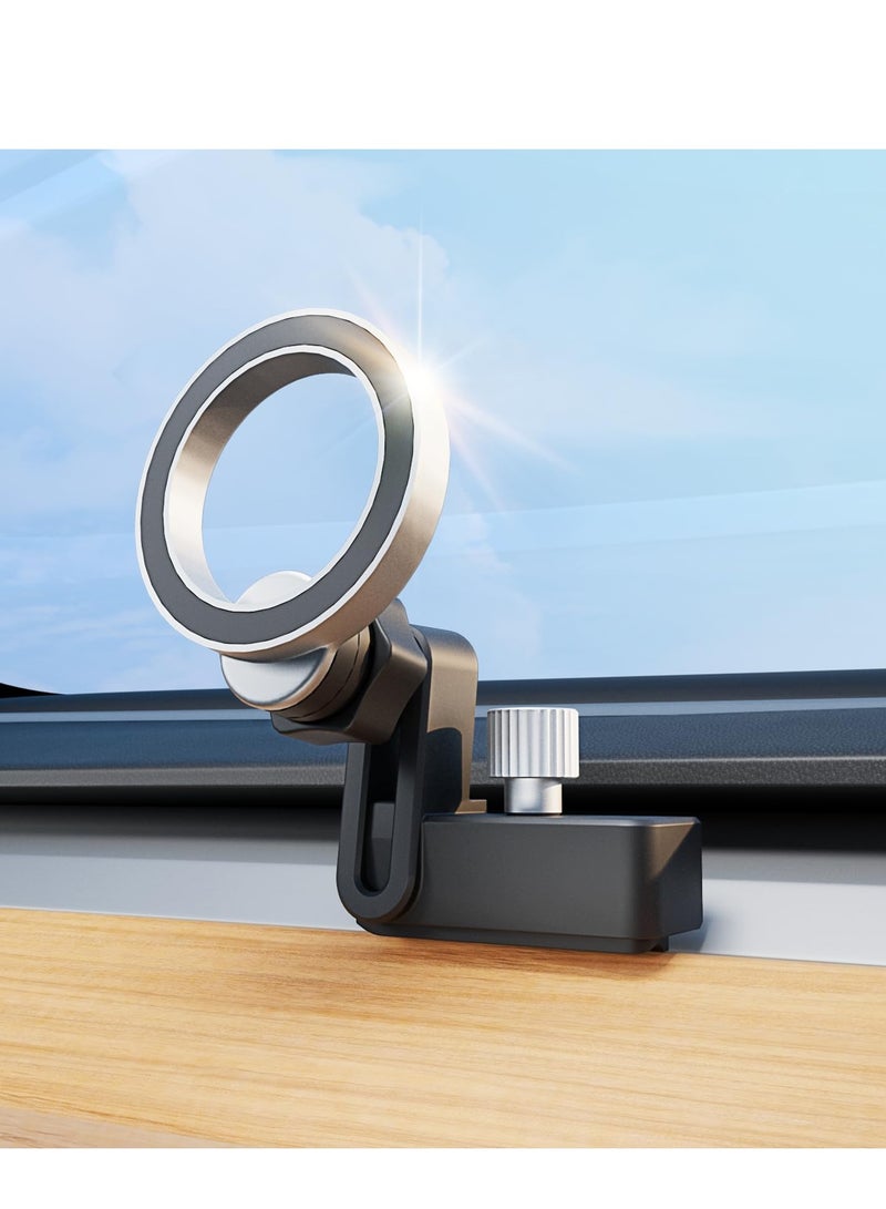 KASTWAVE Phone Holder for Tesla Model Y 3, Plastic Short Stable Phone Mount Holder for Tesla model 3 Y, Foldable Hidden Phone Holder with 2 Metal Rings Fit for All Phone, Model 3/Y Accessories - Image 1