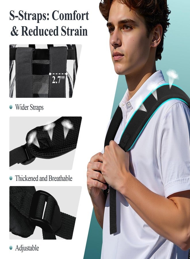 PACKISM Clear Backpack for School - 17 inch Heavy Duty Clear Bookbag with 3 Front Pockets for Students, Transparent PVC See Through Backpacks, Black (Age 12+) - Image 5
