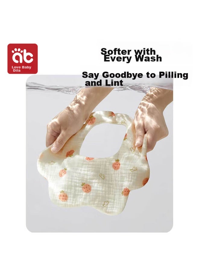 AIBEDILA Aibeidila Baby Drool Bibs, 3-pack, Pure Cotton Printed Bibs, 360° Rotating Food Bibs, 6-layer Newborn Gauze Bibs - Image 4