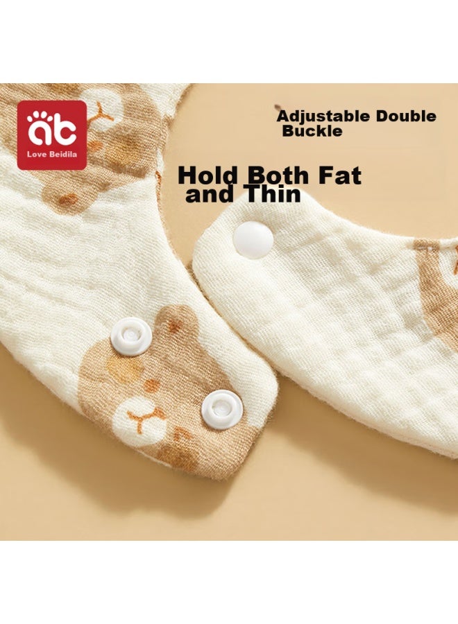 AIBEDILA Aibeidila Baby Drool Bibs, 3-pack, Pure Cotton Printed Bibs, 360° Rotating Food Bibs, 6-layer Newborn Gauze Bibs - Image 3