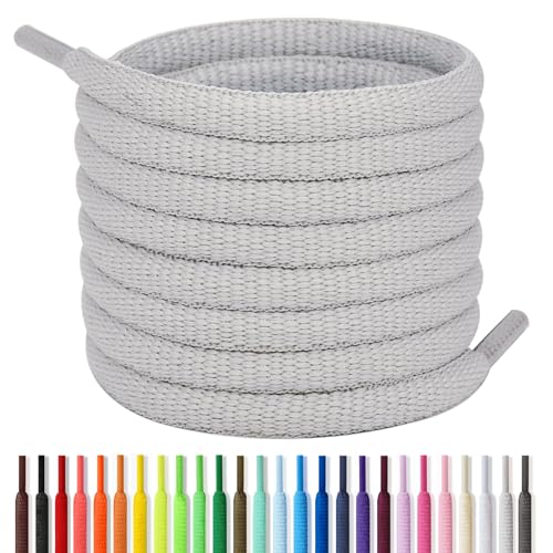 Handshop Half Round Shoelaces 1/4" - Oval Shoe Laces Replacements For Sneakers and Athletic Shoes Sports Light Grey 45.3 inch (115cm) - Image 1