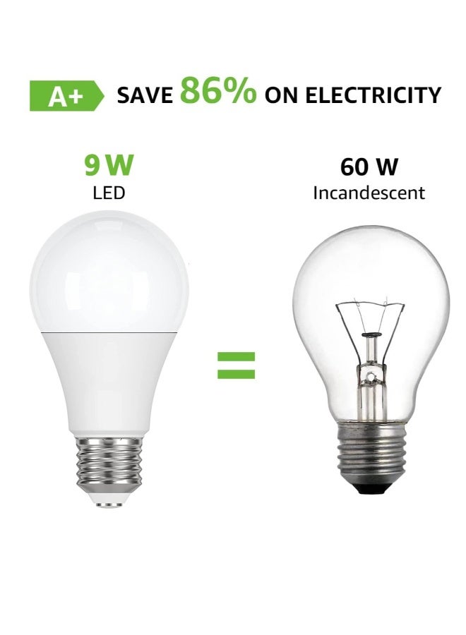 LED Light Bulbs 60 Watt Equivalent, 9W Daylight White 3000K Non-Dimmable, E27 Standard Medium Base, 25000 Hour Lifetime, 806 Lumen, Pack of 3, Warm White  - Image 5