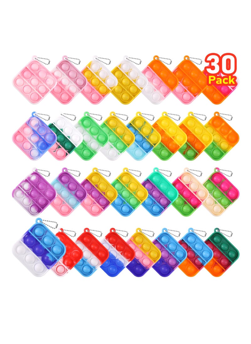 ChicVibe 30-Pack Mini Pop Fidget Keychains – Bulk Party Favors for Kids’ Birthdays (3+), Classroom Prizes & Goodie Bag Fillers, Bubble Popper Sensory Toys  - Image 1