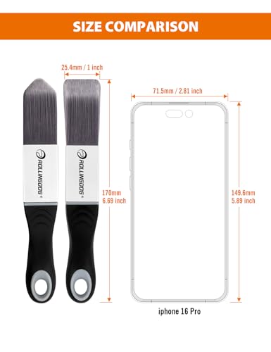 ROLLINGDOG Paint Brush for Trim - Edging Paint Brush 2PC, 1PC Triangular Brush and 1PC Square Trim Brush, Cut in, Edger, Corner, Sash Painting - Image 4