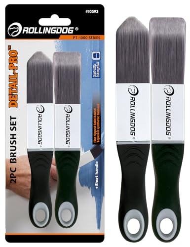 ROLLINGDOG Paint Brush for Trim - Edging Paint Brush 2PC, 1PC Triangular Brush and 1PC Square Trim Brush, Cut in, Edger, Corner, Sash Painting - Image 1