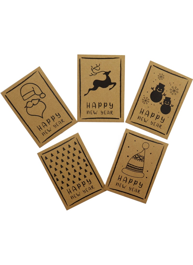 Repro Design 10X14 cm New Year Themed 5 Pieces Greeting Card Model-4 Happy New Year  - Image 4
