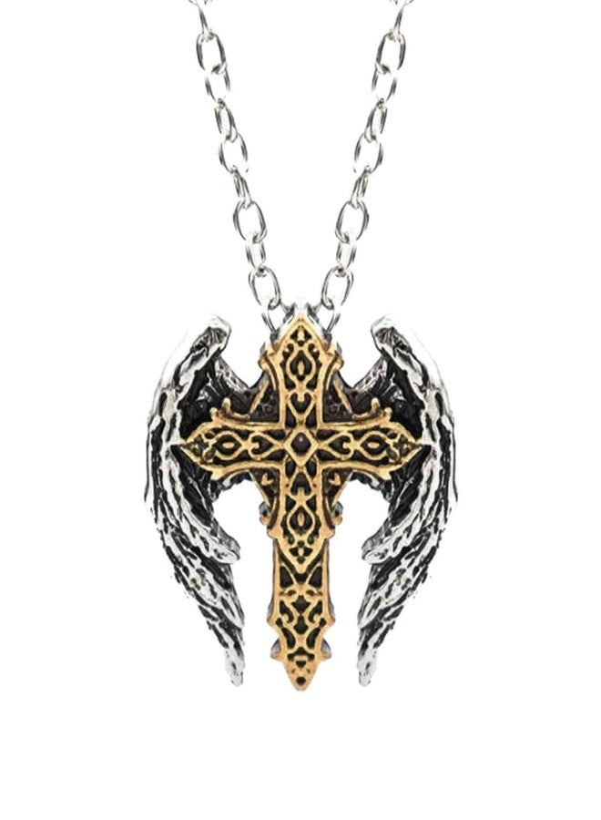 FFZDENA Chain for Man, Archangel Wings Cross Necklace, Pendant for Men, Gothic Jewellery, Men Accessories Stylish, Chain for Boys - Image 1