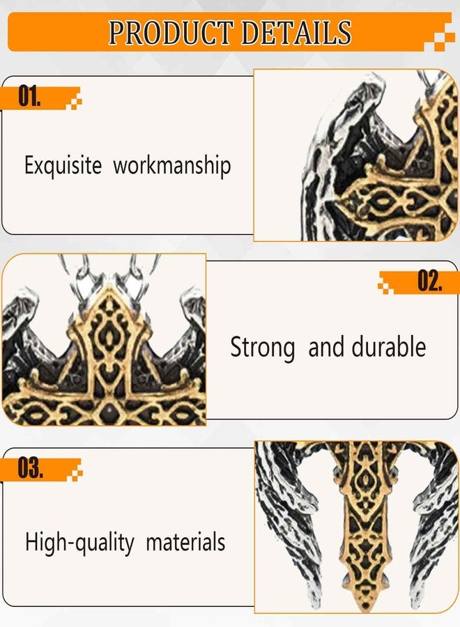 FFZDENA Chain for Man, Archangel Wings Cross Necklace, Pendant for Men, Gothic Jewellery, Men Accessories Stylish, Chain for Boys - Image 3