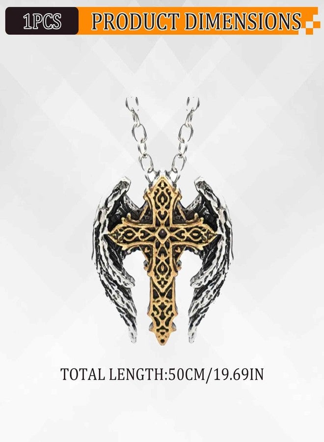 FFZDENA Chain for Man, Archangel Wings Cross Necklace, Pendant for Men, Gothic Jewellery, Men Accessories Stylish, Chain for Boys - Image 2